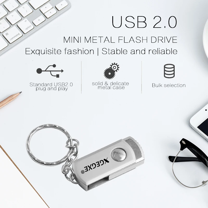 XGEGXE USB флэш-накопитель 32 ГБ Флешка 8 Гб 16 Гб 64 Гб 128 ГБ Складной Металлический Высокоскоростной водонепроницаемый накопитель для ноутбука ПК телефон