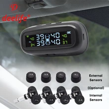 Система контроля давления в автомобильных шинах Deelife TPMS, внутренний внешний датчик, солнечные колеса TMPS, Беспроводная сигнализация давления в шинах