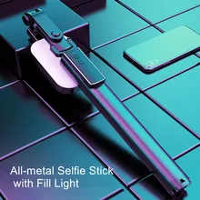 Bluetooth селфи палка со скрытым штативом видео стабилизатор цельнометаллический селфи палка с заполняющим светильник для iPhone xiaomi смартфон