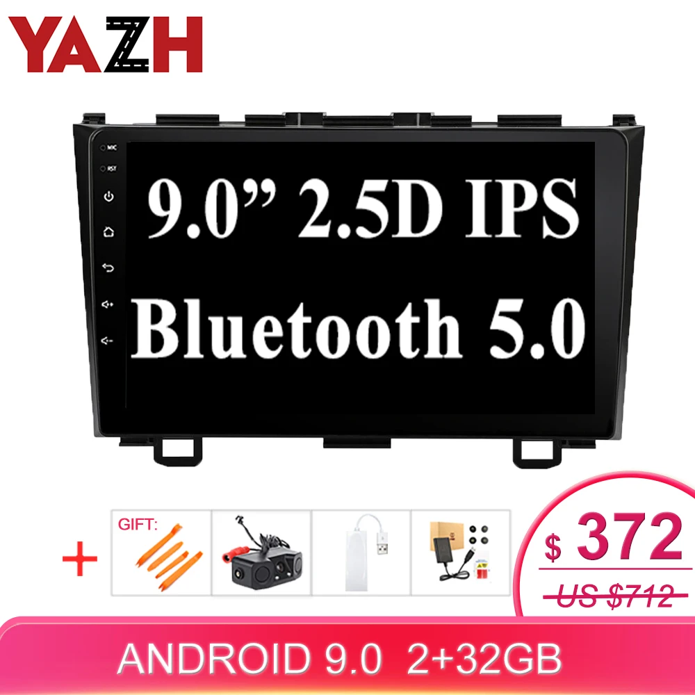 YAZH Android 9 0 Авторадио Мультимедиа для Honda CRV / CR V 2006 2011 с &quot2.5D IPS сенсорный экран