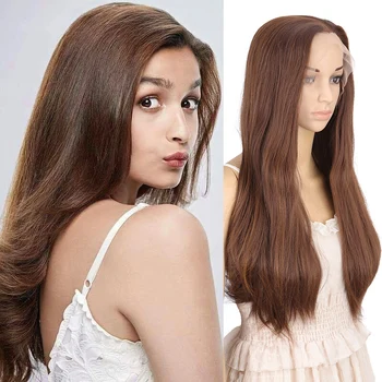 

MUMUPI synthetic brown curly LACE FRONT WIGS cosplay yellow WIG HAIR American women heat resistant ombre 24 INCHESS