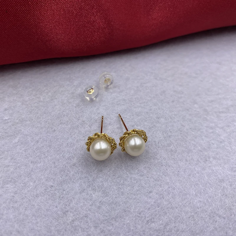 18k gold natural pearl stud earring (6)