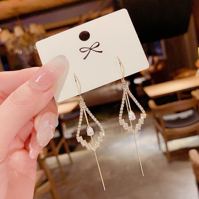 Luxury Exaggerated Blue Peacock Crystal Long Tassel Earrings For Woman 2021 New Fashion Advanced Design Sense Jewelry