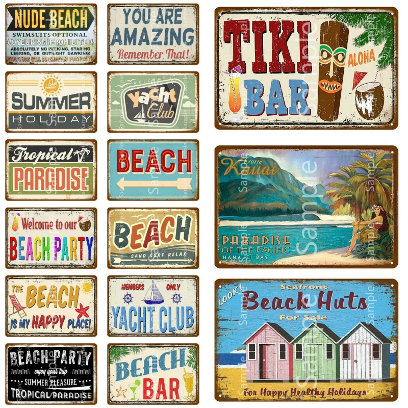 Metal Plate Seaside | Plate Nude Beach | Decorative Plate | Beach Tin Sign  | Beach Decor - Plaques & Signs - Aliexpress