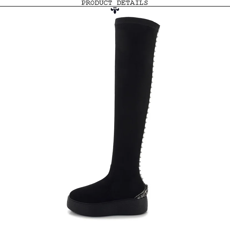 ZVQ winter newest fashion over knee boots outside comfortable high heels platform crystal kid suede women shoes drop shipping