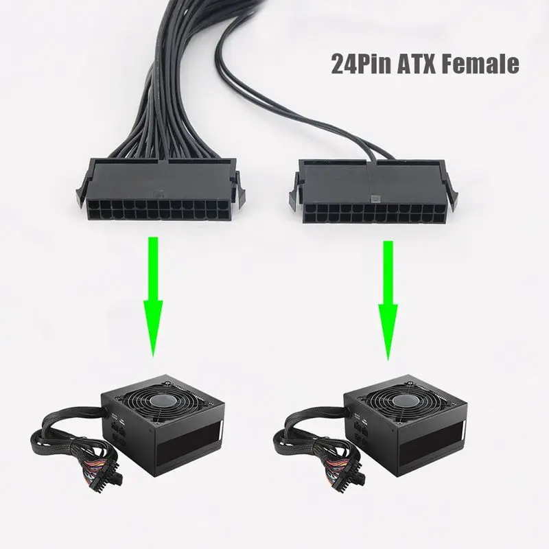 ABKT-Сплиттер питания, двойной кабель PSU адаптер 24 Pin 20+ 4 Pin ATX адаптер материнской платы удлинитель двойной 24-Pin Mining Ad
