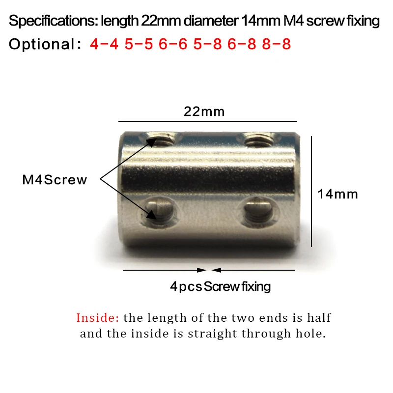 45 강철 리지드 샤프트 커플 링 CNC 모터 조 샤프트 커플러 5mm 8mm 리지드 커플 링 OD 14x22 변속기 커넥터 4/5/6/8/10