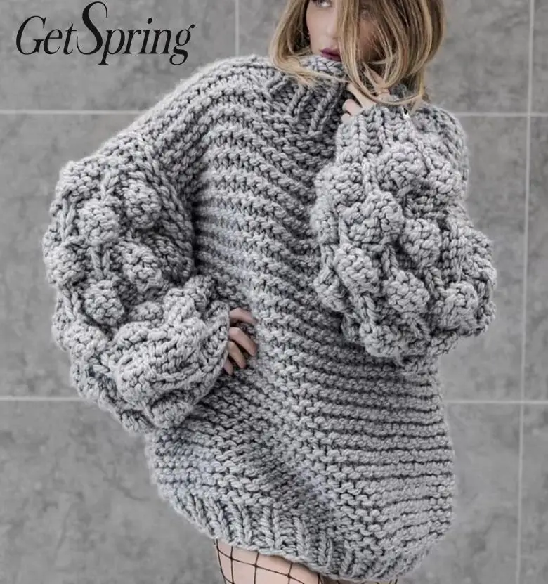 

GETSPRING Women Sweater O-Neck Long Sleeve Pullovers Sweater Gray Red Pink Coffee All Match Knitting Tops Women 2019 New Fashion