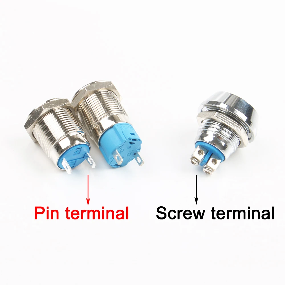 12mm Waterproof High Round Metal Momentary Push Button Switch Screw Flat Top for sale online