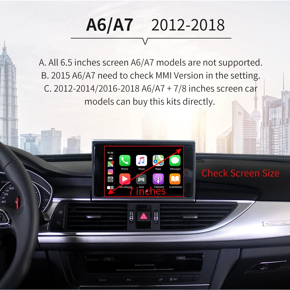 Carlinkit беспроводной CarPlay для Audi A6 A7 A8 C7 Q7 2010- MMI 3g/3g+ интерфейс muItimedia CarPlay& Android авто комплект модернизации