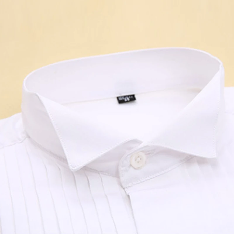 Mens Dress Shirt French Cuff Wing Tip Collar Formal Dress Shirts Tuxedo Shirts For Men Wedding Stage Costume
