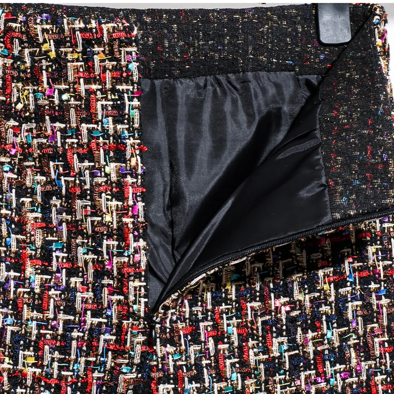 Твидовые клетчатые юбки женские зимние мини юбки карандаш шерстяные юбки корейские облегающие элегантные твидовые юбки с высокой талией винтажные V926