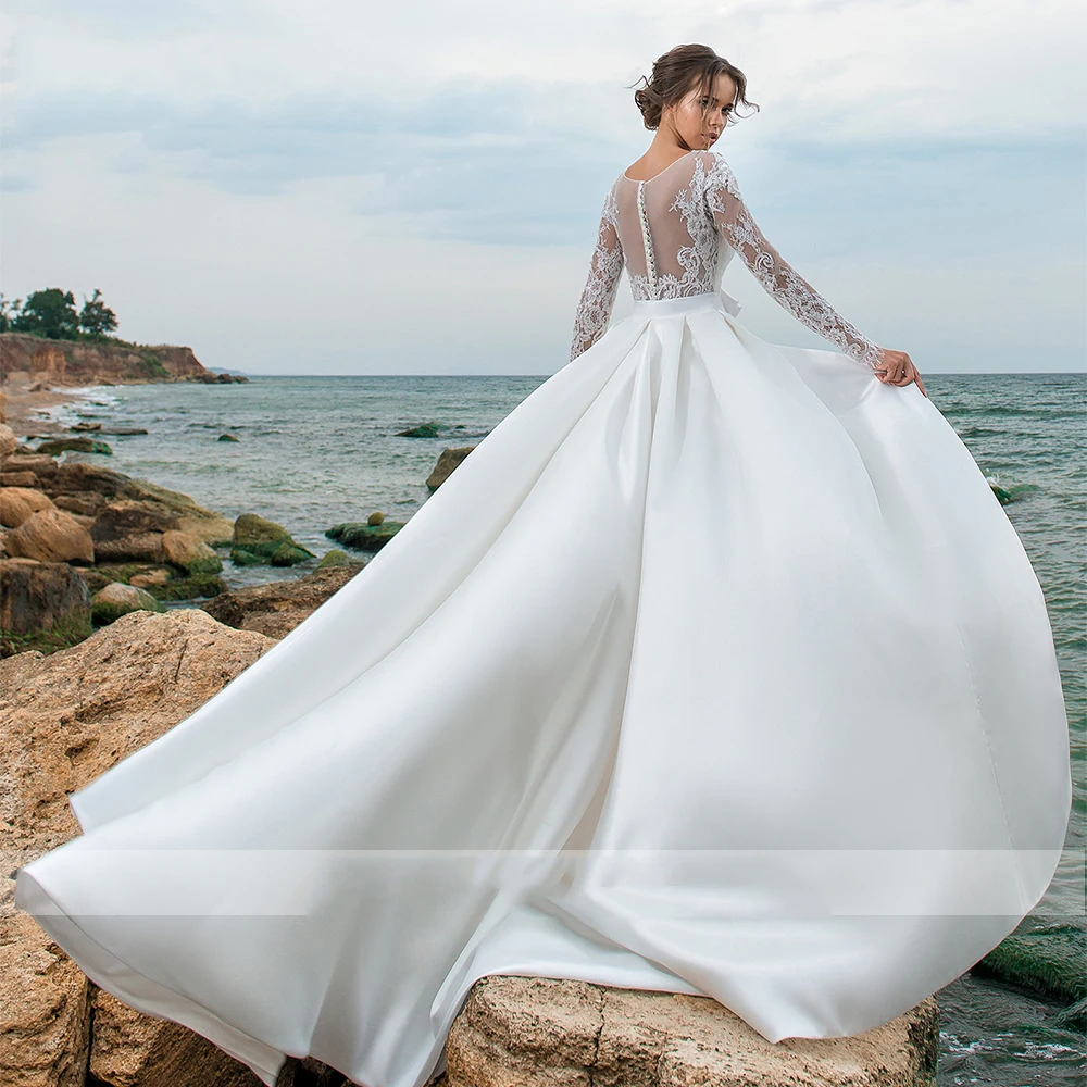 Романтическое свадебное платье 2 в 1 в пляжном стиле Vestido De Noiva с длинным рукавом свадебное платье со съемным шлейфом