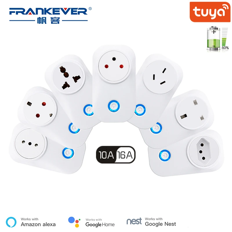 

FrankEver Wifi Smart Socket 10A 16A Power Monitoring Surge Protector for Israel India Brazil Italy UK EU AU Smart Household Plug