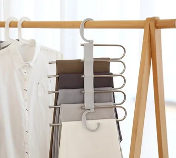 

5 Layers MultiFunctional Pants Rack Clothes Hangers Pant Storage Cloth Rack Trousers Hanging Shelf Non-Slip Stainless Steel