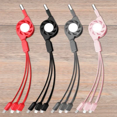 Удерживающий 3 в 1 USB кабель для зарядки 1 м для IPhone Sumsung Android huawei Портативный зарядный кабель Micro usb type-C мобильный кабель