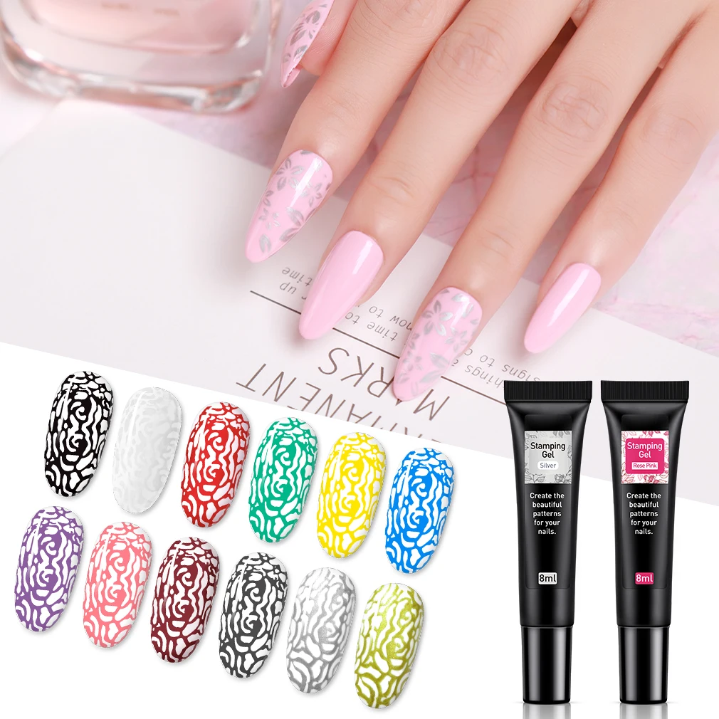 

8ml New Nail Stamping Gel Polish Stamp Print Oil UV Gel Hybrid Lucky Lacquer Gellak Soak Off Varnish for Nail Art Stamping Plate