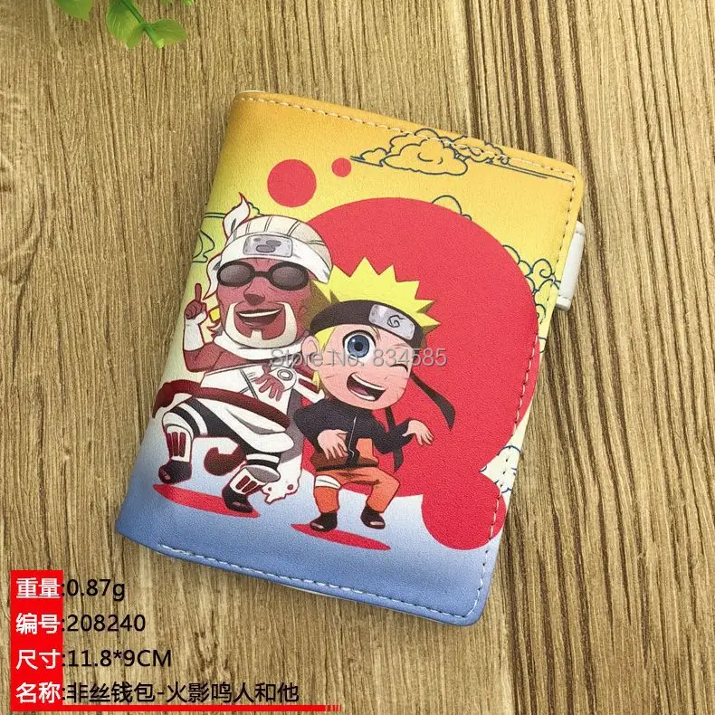 Аниме Наруто ПУ короткий кошелек Uzumaki Наруто держатель карты кошелек с внутренним карманом для монет на молнии