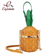 Модные женские вечерние сумки-тоут в форме ананаса желтого и коричневого цвета из искусственной кожи, сумки через плечо, сумочки на цепочке и сумки через плечо