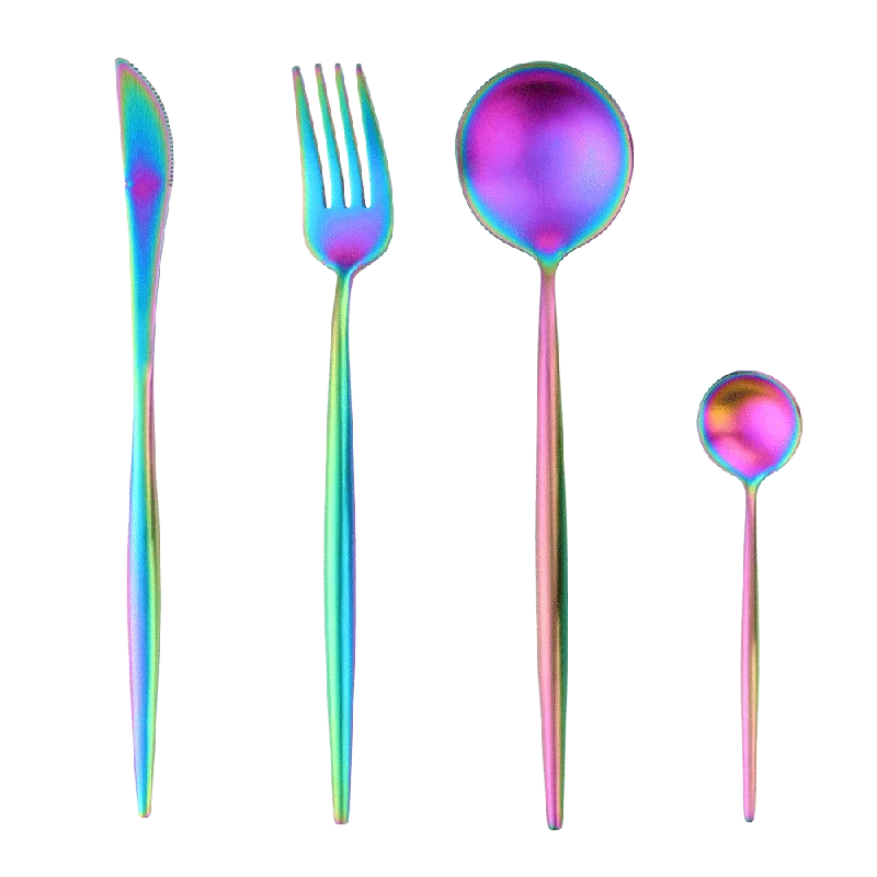 Rainbow 16pcs 16 шт. Роскошные позолоченные столовые приборы набор столовых приборов из нержавеющей стали черные подарочные ножи вилка ложка столовая посуда набор для 4 человек подарочный набор - Цвет: Rainbow 16pcs