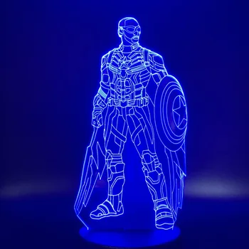 

Captain America Led Night Light Battery Operated Light for Child Bedside Nightlight 7 Color Changing Creative Hero 3D Lamp