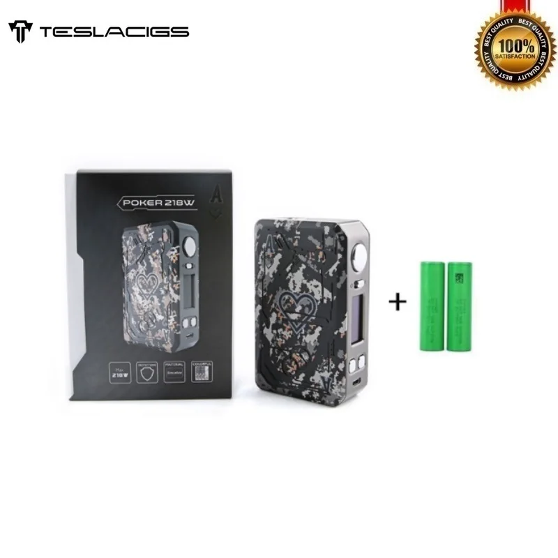 

Original Tesla Teslacigs Poker 218 Box Mod 218W Powered By Dual 18650 Batteries 510 Thread Vape Mods VS Voopoo Drag Revenger