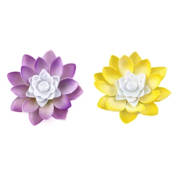 

2 Pcs Lotus Light Flower Electric Flameless Floating Candle Light Candle Lamp for Performance Buddhist Temple