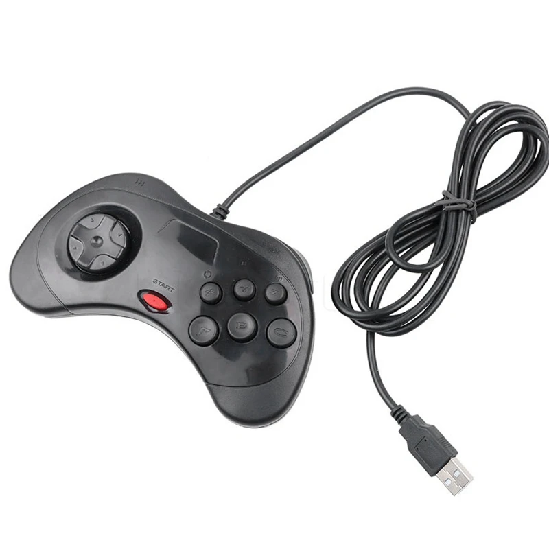 Геймпад Usb Классический Стиль ручкой из проволоки для все 16-битные Md-игры из sega Пластик - Цвет: Black