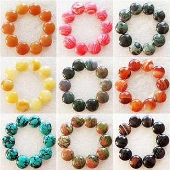 

10ps Natural 16x5mm Mixed stone Round CAB CABOCHON