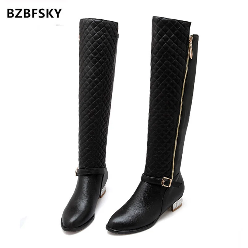 Женские осенние сапоги BZBFSKY новые модные серебристые золотистые до колена