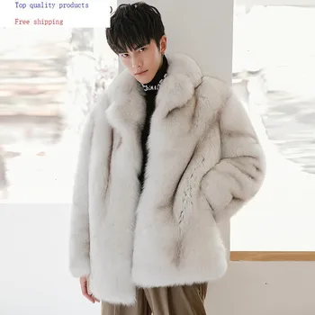 

2020 new Real Fur Coat Men Winter Jacket Natural Fox Fur Coat High Quality Warm Jackets Coats 18289 KJ3312