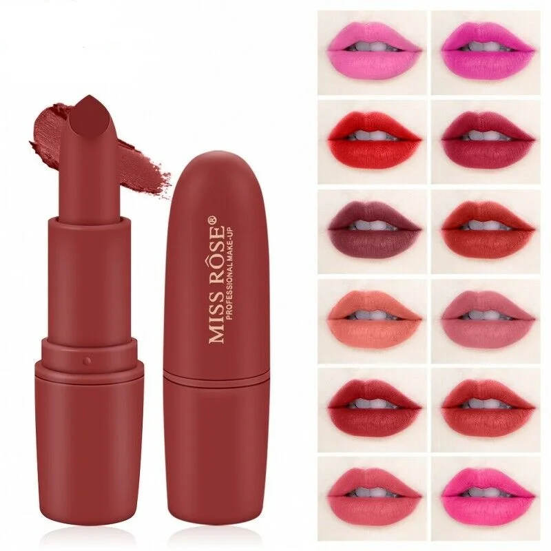 

Lipstick Matte Makeup Long Lasting Waterproof Easy To Wear Lips Make Up Cosmetic Tool Red Brown Pigments Lipsticks Beauty