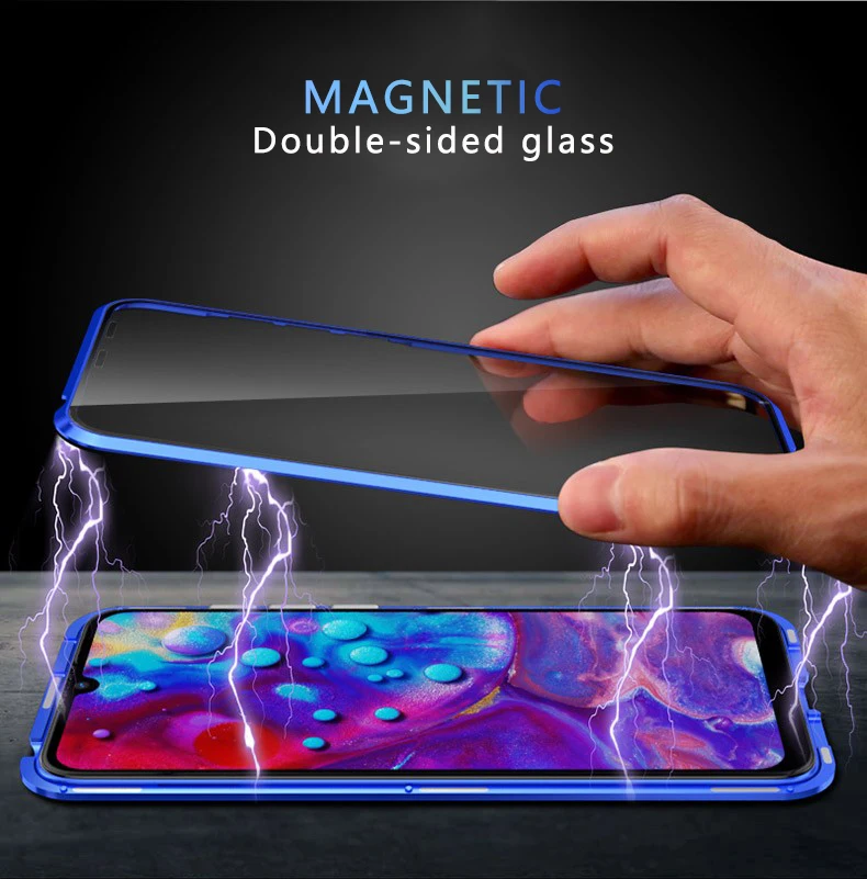 Magnetic Adsorption Metal Case for Xiaomi Mi Note 10 Pro 9 SE 9T A3 A2 Lite Glass Cover Redmi 9s 8 7 8T 8A | Мобильные телефоны и