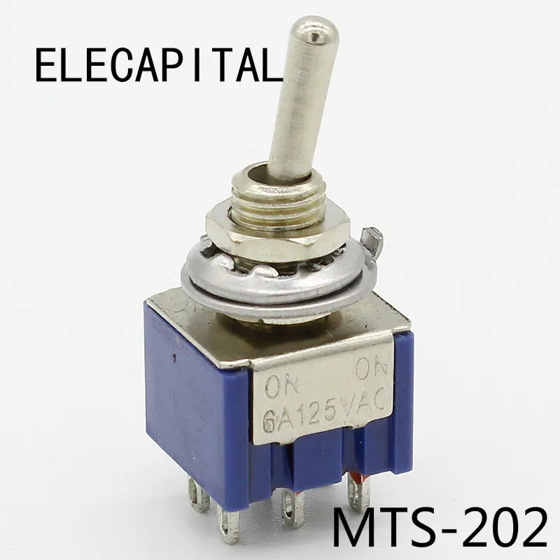 5 шт./лот MTS 202 темно синий 6 контактный DPDT ON Mini 6A125VAC миниатюрные переключатели|switch