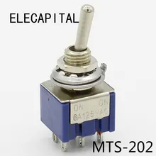 5 шт./лот MTS 202 темно синий 6 контактный DPDT ON Mini 6A125VAC миниатюрные