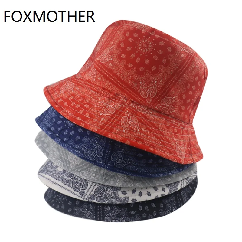 Панама FOXMOTHER мужская двусторонняя в стиле хип-хоп с принтом пейсли чёрная
