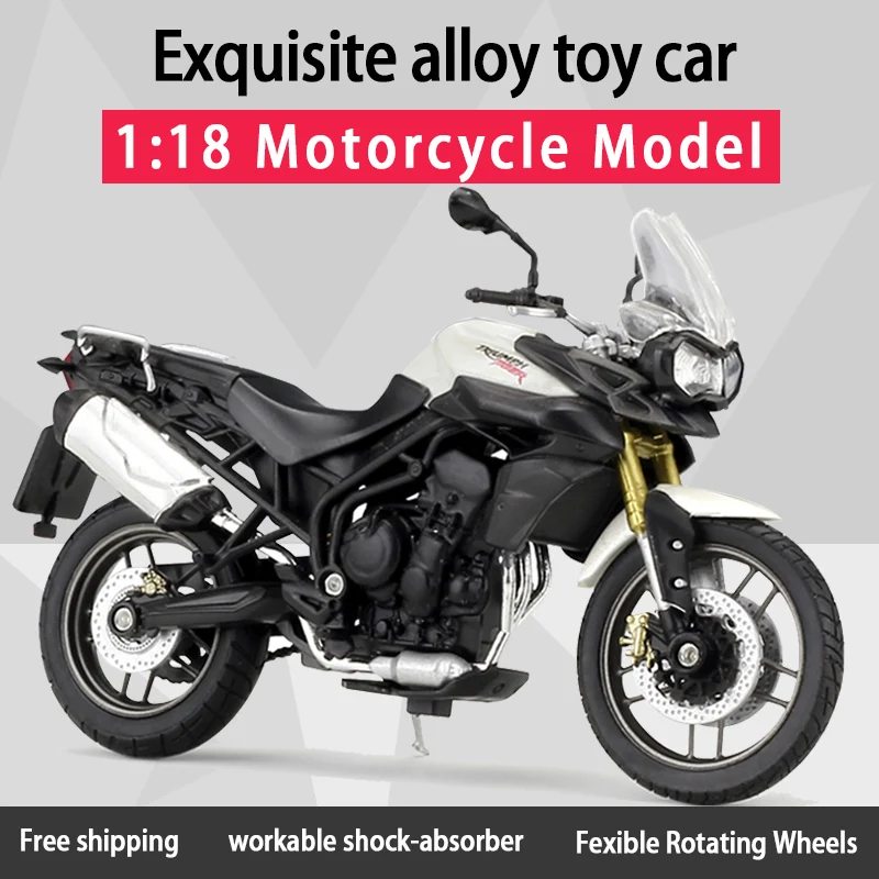 

Welly 1:18 TRIUMPH TIGER 800 Alloy Diecast Retro Motorcycle Model Workable Shork-Absorber Toy For Children Gifts Toy Collection
