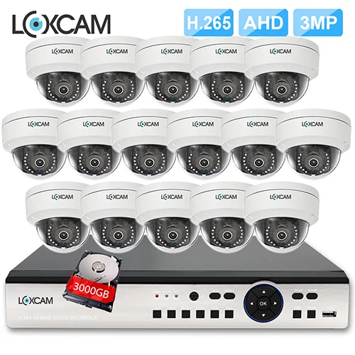 LOXCAM h.265+ 16CH 4MP DVR Системы 16X3 Мп 2048x1536p IP66 в/на открытом воздухе камера камеры безопасности комплект 16ch видеонаблюдения DVR - Цвет: 16CH DVR x 16 Camera