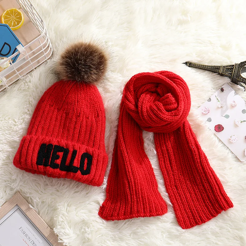 

New Plus Velvet Warm Children's Baby Hat with Pompom Helmet and Snood for Boy Girl Winter for Newborn Baby Photo Shoot Props