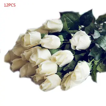

2020 New12 Pcs Valentine's Day Artificial Long Stem Rose Fake Flower wedding party decor
