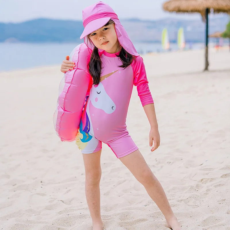 

19 New Style Girls Unicorn Bathing Suit Floral Large Children South Korea KID'S Swimwear GIRL'S Students Dress