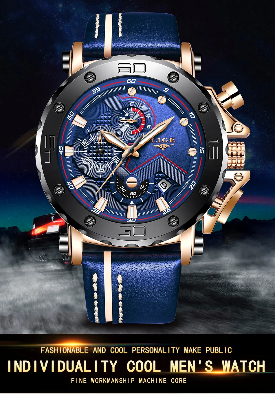 2022 LIGE New Mens Watches Luxury Large Dial Military Army Quartz Watch Fashion Casual Waterproof Wristwatch Business Watch Men