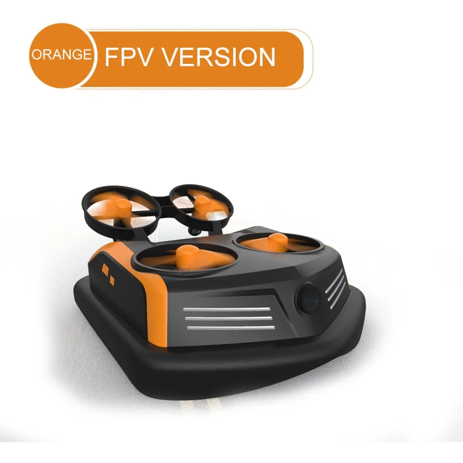 Orange FPV VERSION Набор S200 мини-Дрон дистанционного Управление лодки автомобиля 600TVL с видом от первого лица 3-в-1 моря-земля-воздух режим переключаемый Водонепроницаемый игрушка на воздушной подушке RC Дрон - Цвет: Orange FPV VERSION