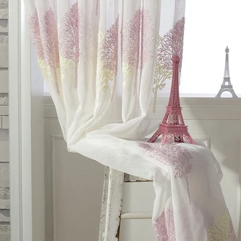 

Cartoon Tree Tulle Curtain Pink/White Embroidery Sheer Voile for Kids Girls room Window Screening Fantasy Children Tulle AD188d3