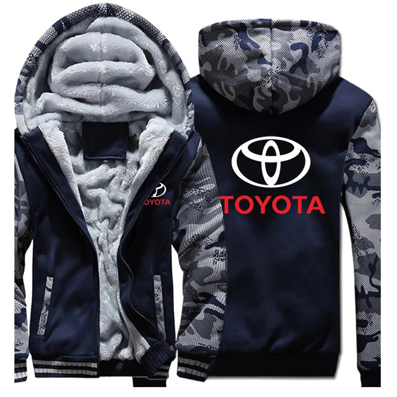 Мужская брендовая толстовка с логотипом Toyota с модным принтом, зимняя куртка с капюшоном на молнии, унисекс утепленные Удобные куртки в стиле Харадзюку