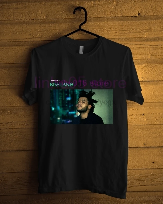 Мужская хлопковая футболка The Weeknd Kiss Land черная с принтом размер S 3XL|Футболки| |