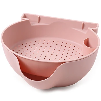 

Double-Layer Multi-Purpose Lazy Fruit Nut Snack Plate Drain Basket Mobile Phone Video Holiday Party Pink