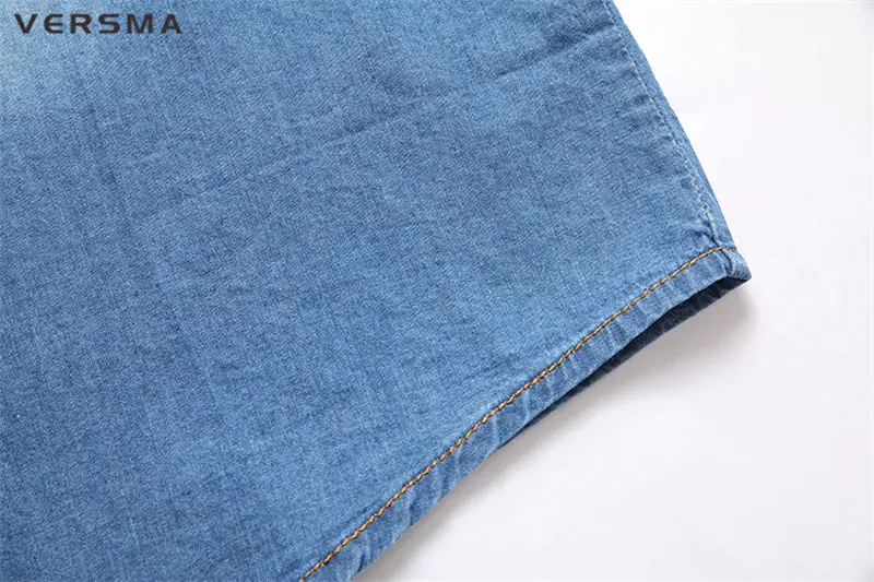 VERSMA Лето Camisa Social Masculina Свободная джинсовая рубашка мужская с коротким рукавом Тонкая Хлопковая мужская одежда Бесплатная доставка 8XL