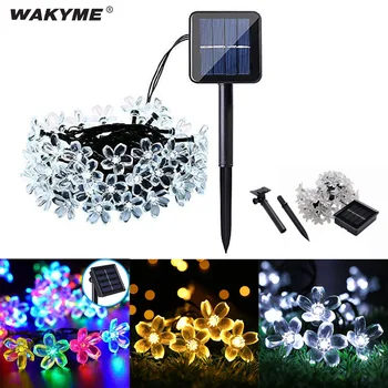 

WAKYME 6.5M Cherry Blossom Solar Lamp 30 LED Solar Powered String Fairy Lights Crystal Flowers Lamp for Party Garden Decoration