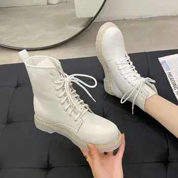 

Chaussure Femme PU Martin Boots Rubber Women's Shoes 2020 Fashion Ankle Boots For Women Platform Shoes Woman Booties Autumn New